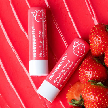 Mamaearth Nourishing Tinted 100% Natural Lip Balm with Vitamin E and Strawberry 4 g - (Pack of 2)
